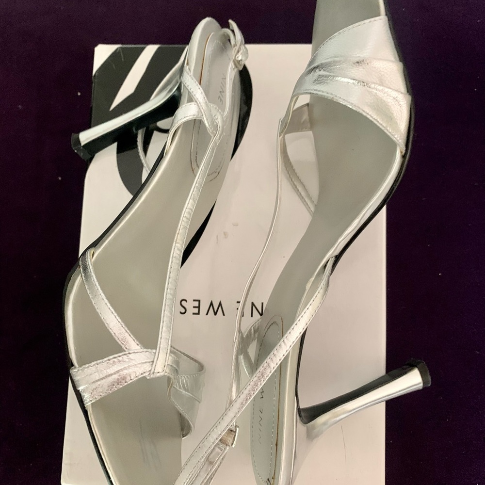 Nine West Silver Sandals/Evening Shoes